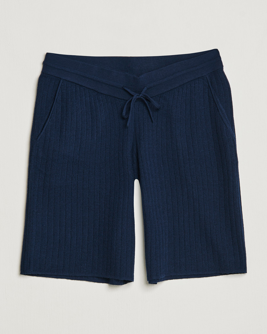 Mies | Shortsit | Stenströms | Merino/Lyocell Ribbed Shorts Navy