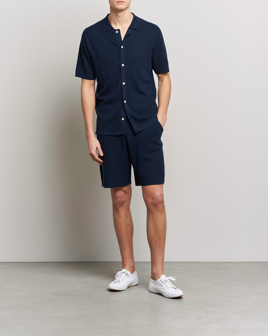 Mies | Shortsit | Stenströms | Merino/Lyocell Ribbed Shorts Navy