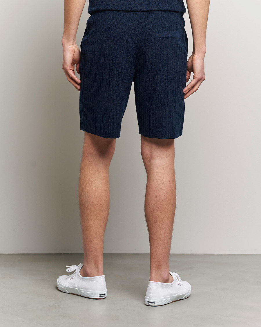 Mies | Shortsit | Stenströms | Merino/Lyocell Ribbed Shorts Navy