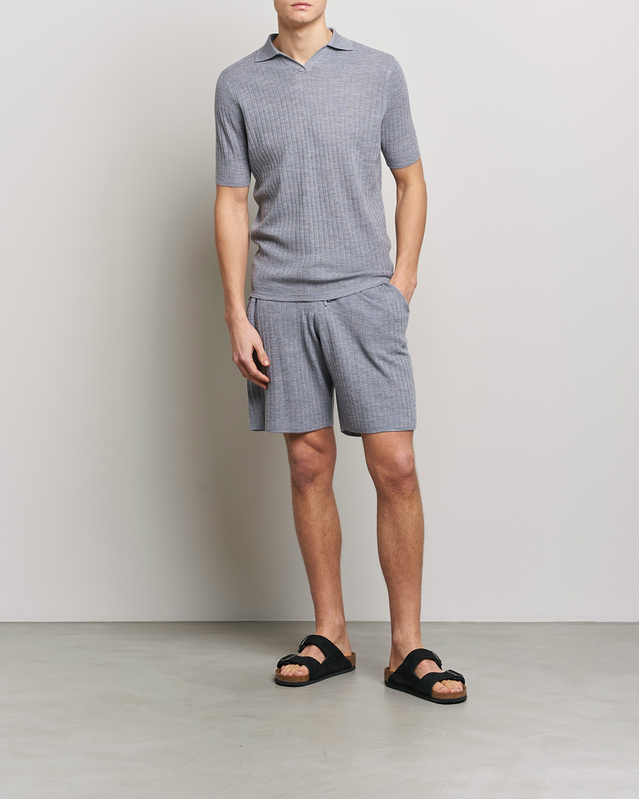 Mies | Shortsit | Stenströms | Merino/Lyocell Ribbed Shorts Grey