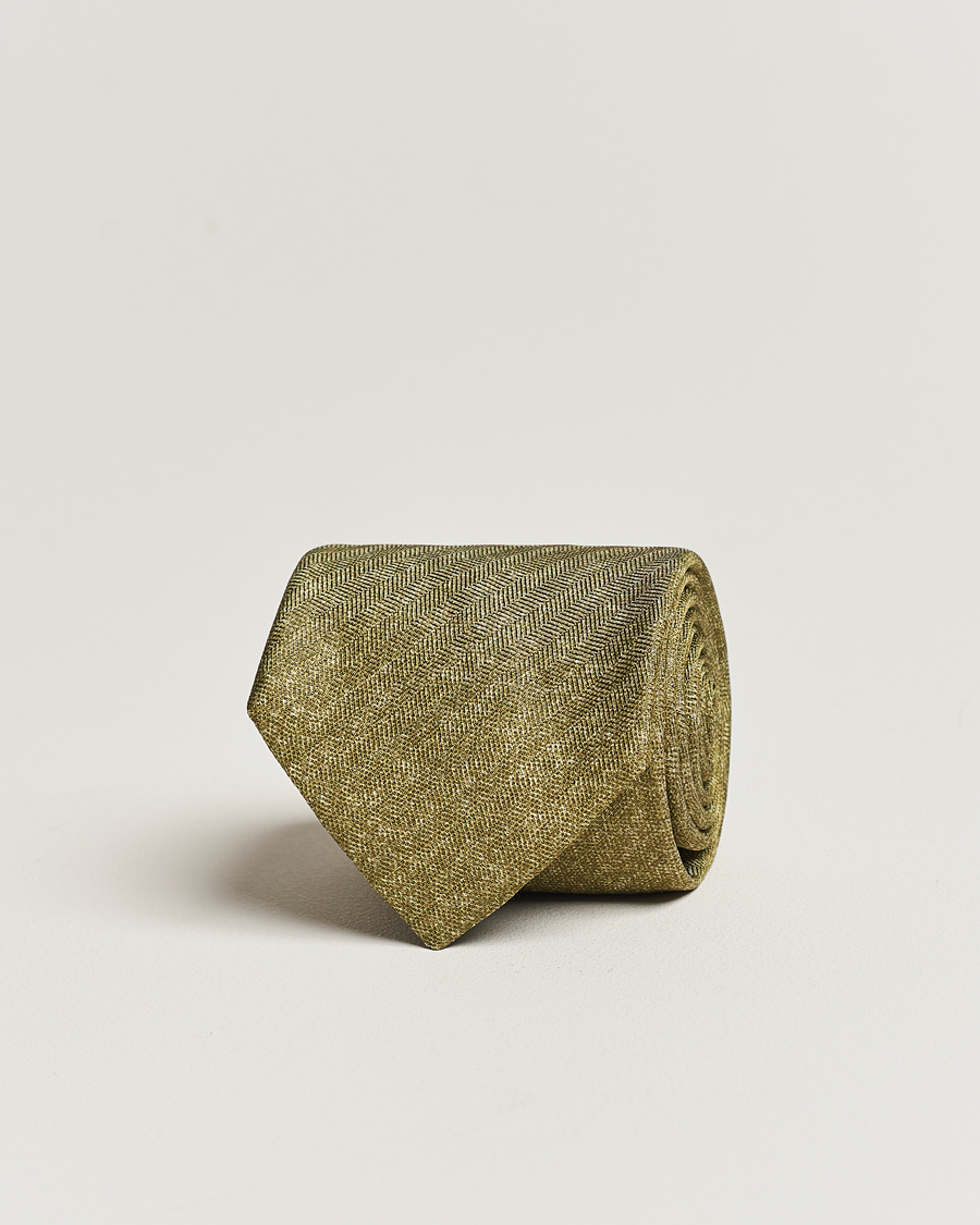 Mies | Stenströms Silk/Linen Tie Green | Stenströms | Silk/Linen Tie Green