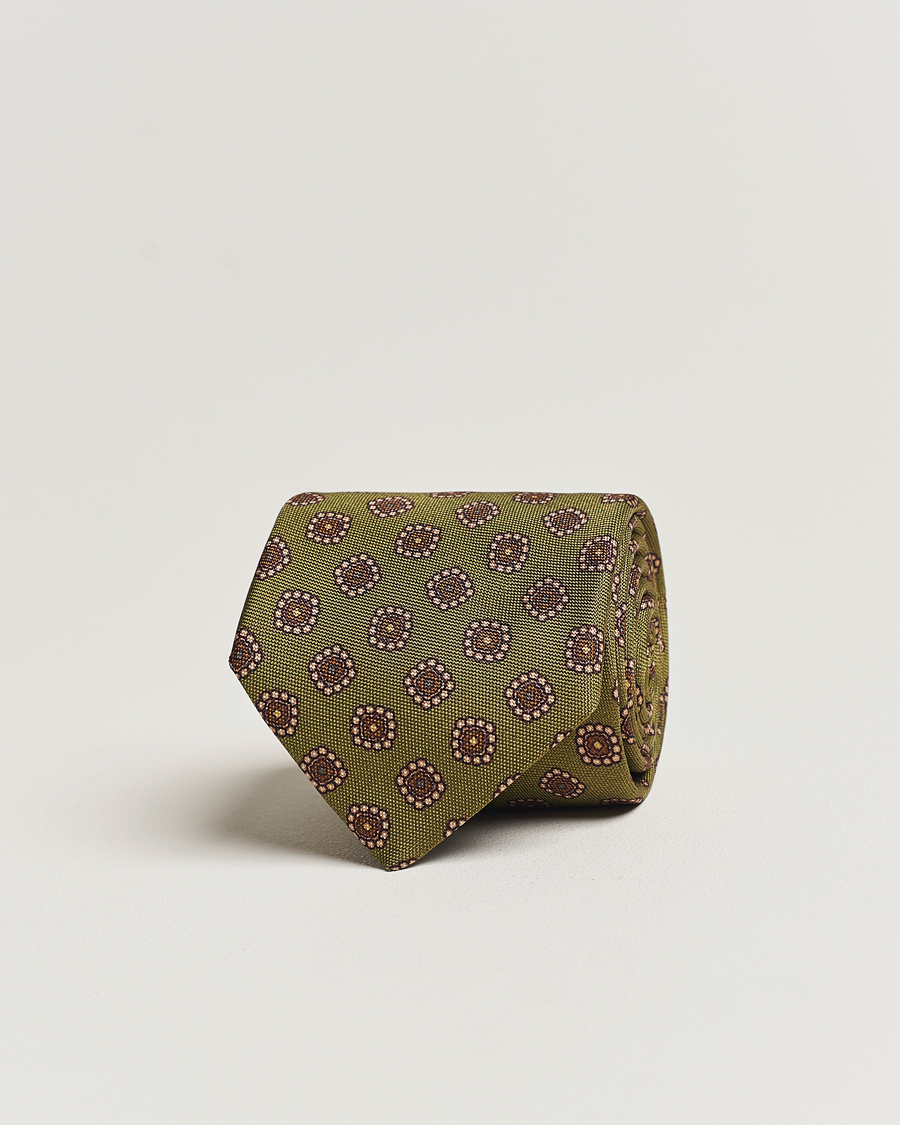 Mies | Stenströms Printed Silk Tie Green | Stenströms | Printed Silk Tie Green