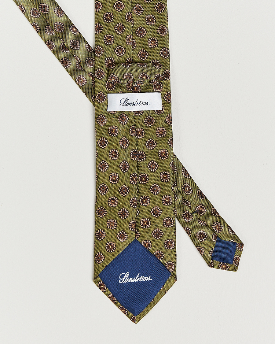 Mies | Stenströms Printed Silk Tie Green | Stenströms | Printed Silk Tie Green