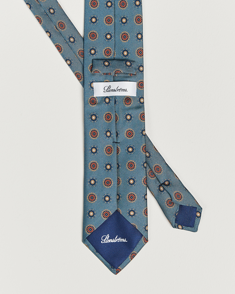 Mies | Stenströms Printed Silk Tie Light Blue | Stenströms | Printed Silk Tie Light Blue