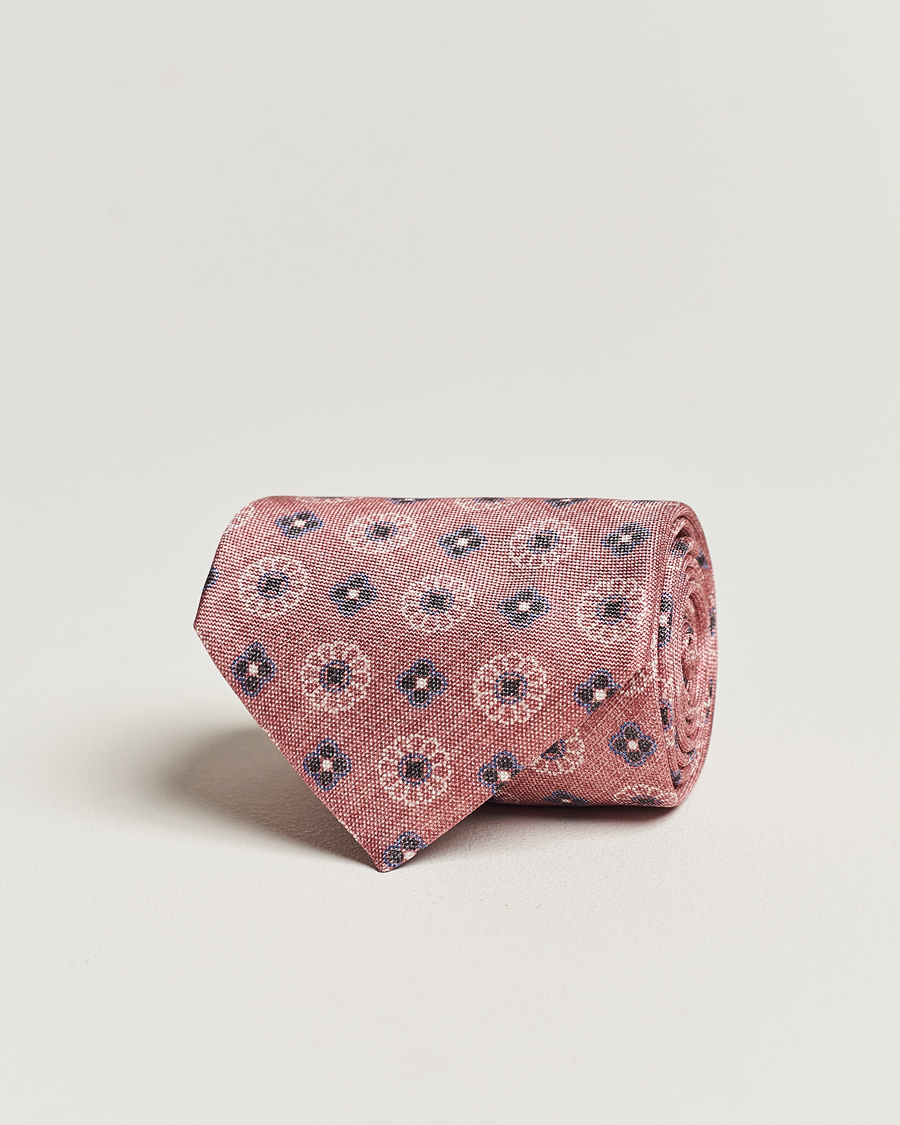 Mies | Stenströms Flower Printed Silk Tie Pink | Stenströms | Flower Printed Silk Tie Pink