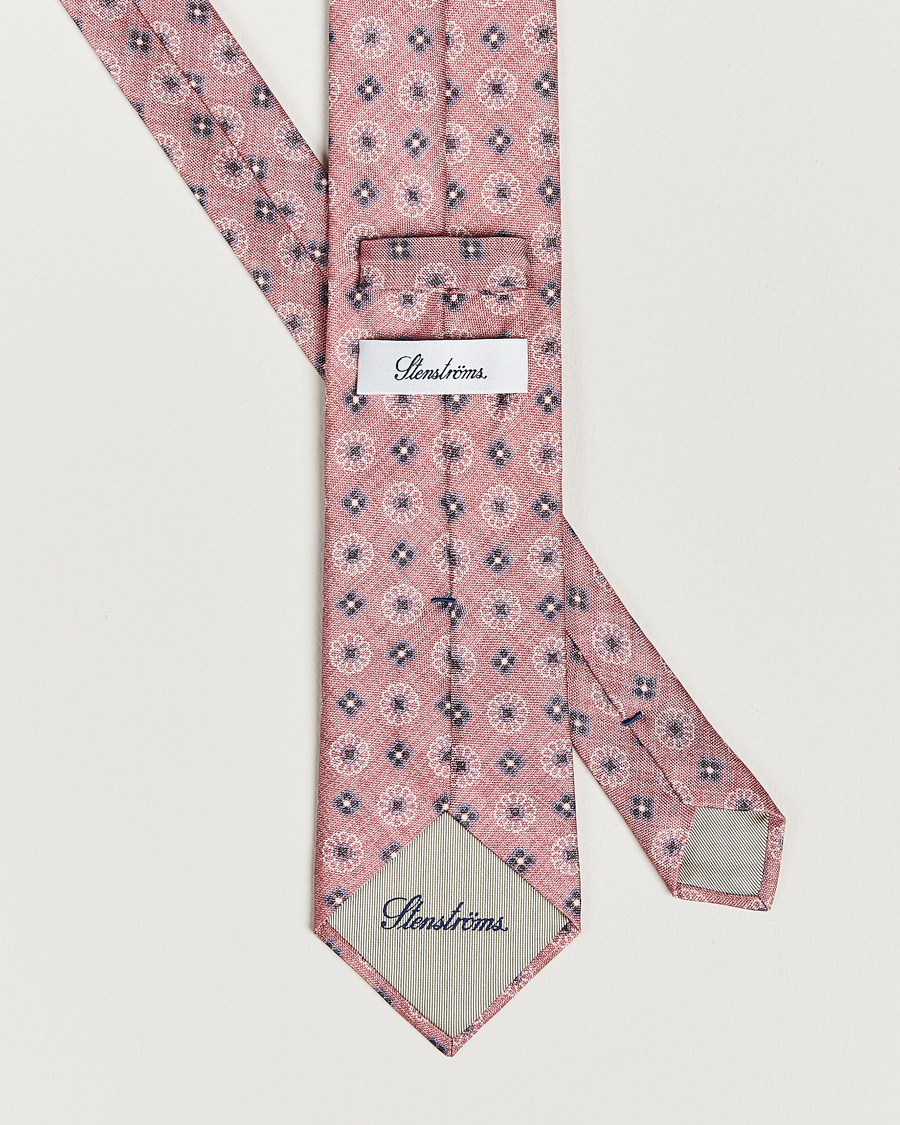 Mies | Stenströms Flower Printed Silk Tie Pink | Stenströms | Flower Printed Silk Tie Pink