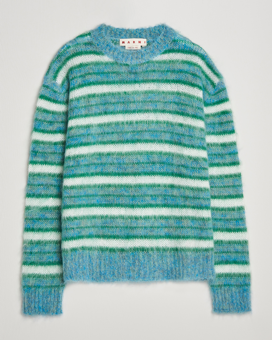 Mies | Puserot | Marni | Striped Mohair Sweater Turquoise