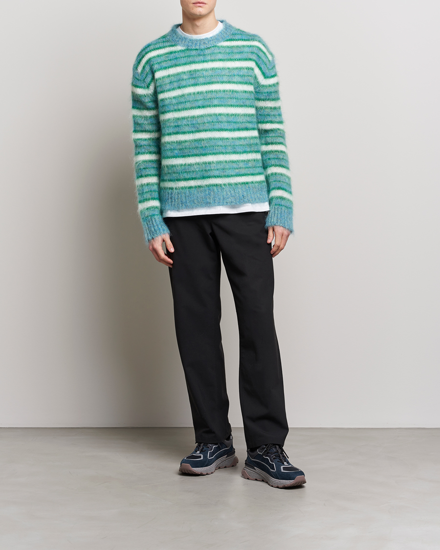 Mies | Puserot | Marni | Striped Mohair Sweater Turquoise