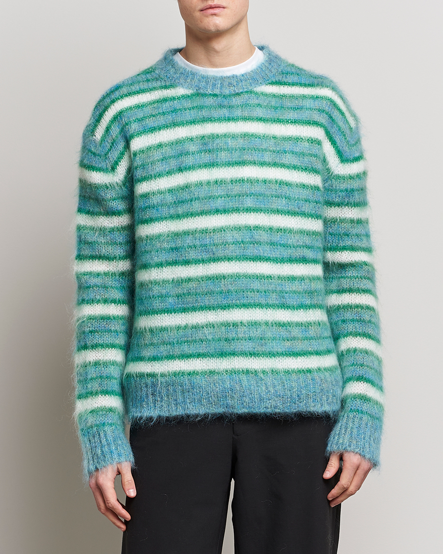 Mies | Neuleet | Marni | Striped Mohair Sweater Turquoise
