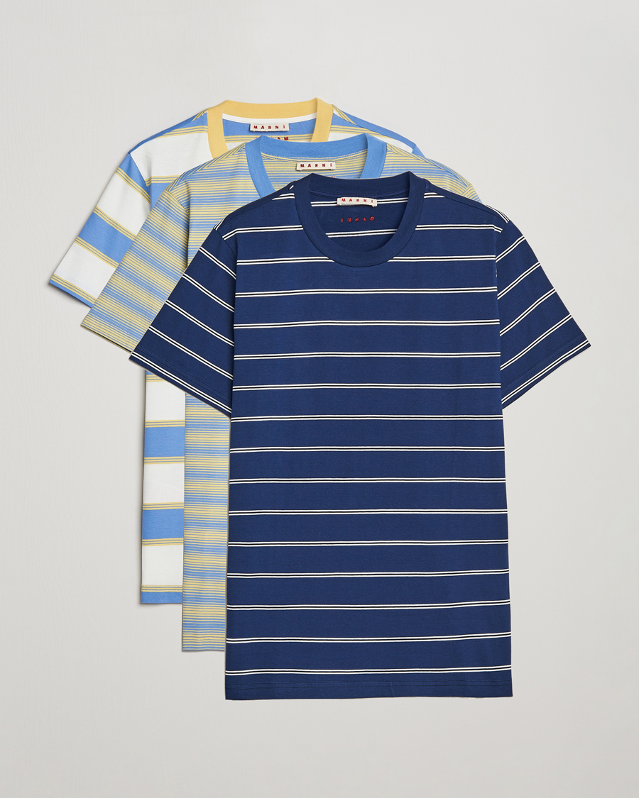 Mies | T-paidat | Marni | 3-Pack Block Stripe T-Shirt Citrine
