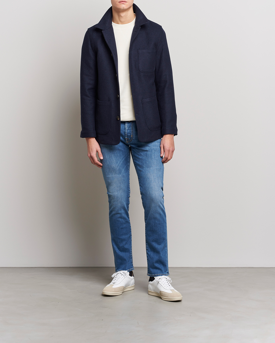 Mies | Farkut | Jacob Cohën | Nick Slim Fit Stretch Jeans Mid Blue