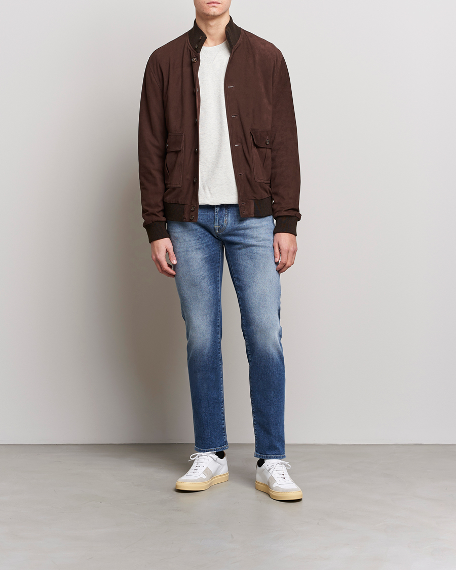 Mies | Farkut | Jacob Cohën | Nick Slim Fit Eco Friendly Stretch Jeans Mid Blue