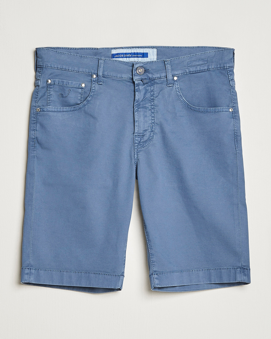 Mies | Shortsit | Jacob Cohën | Nicolas Cotton Twill Shorts Blue Grey