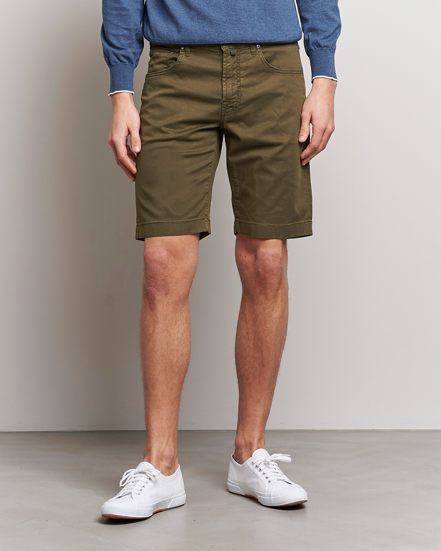 Mies | Shortsit | Jacob Cohën | Nicolas Cotton Twill Shorts Olive