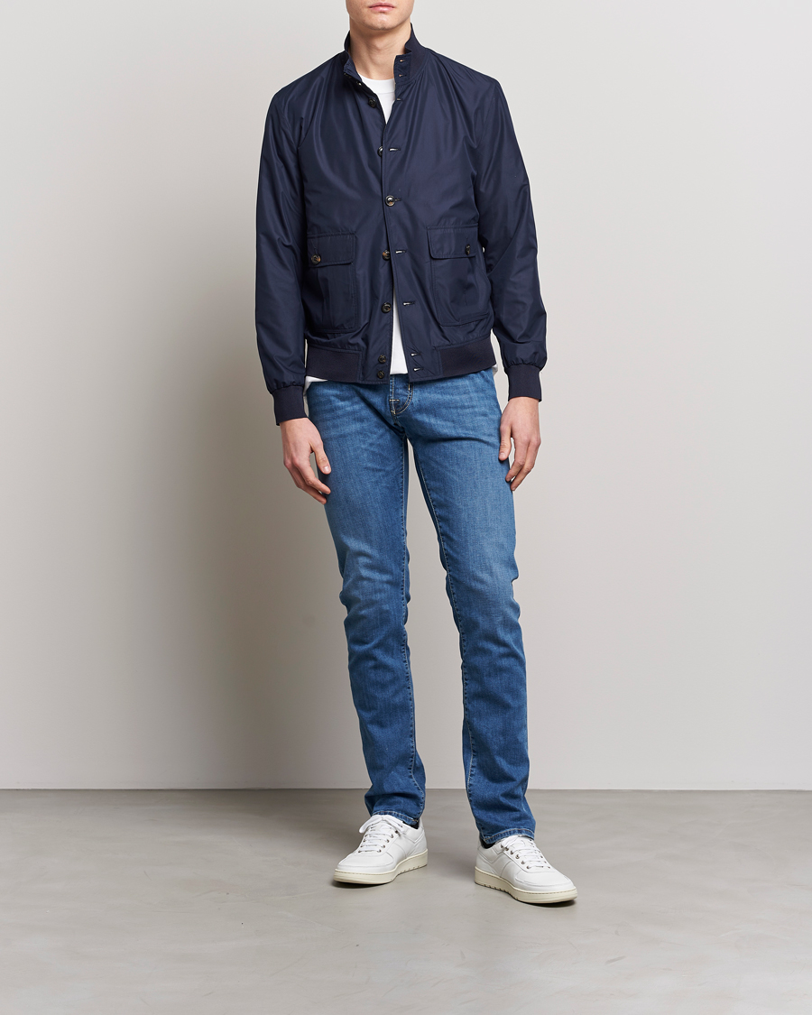 Mies | Farkut | Jacob Cohën | Bard Denim Linen Resort Stretch Jeans Mid Blue
