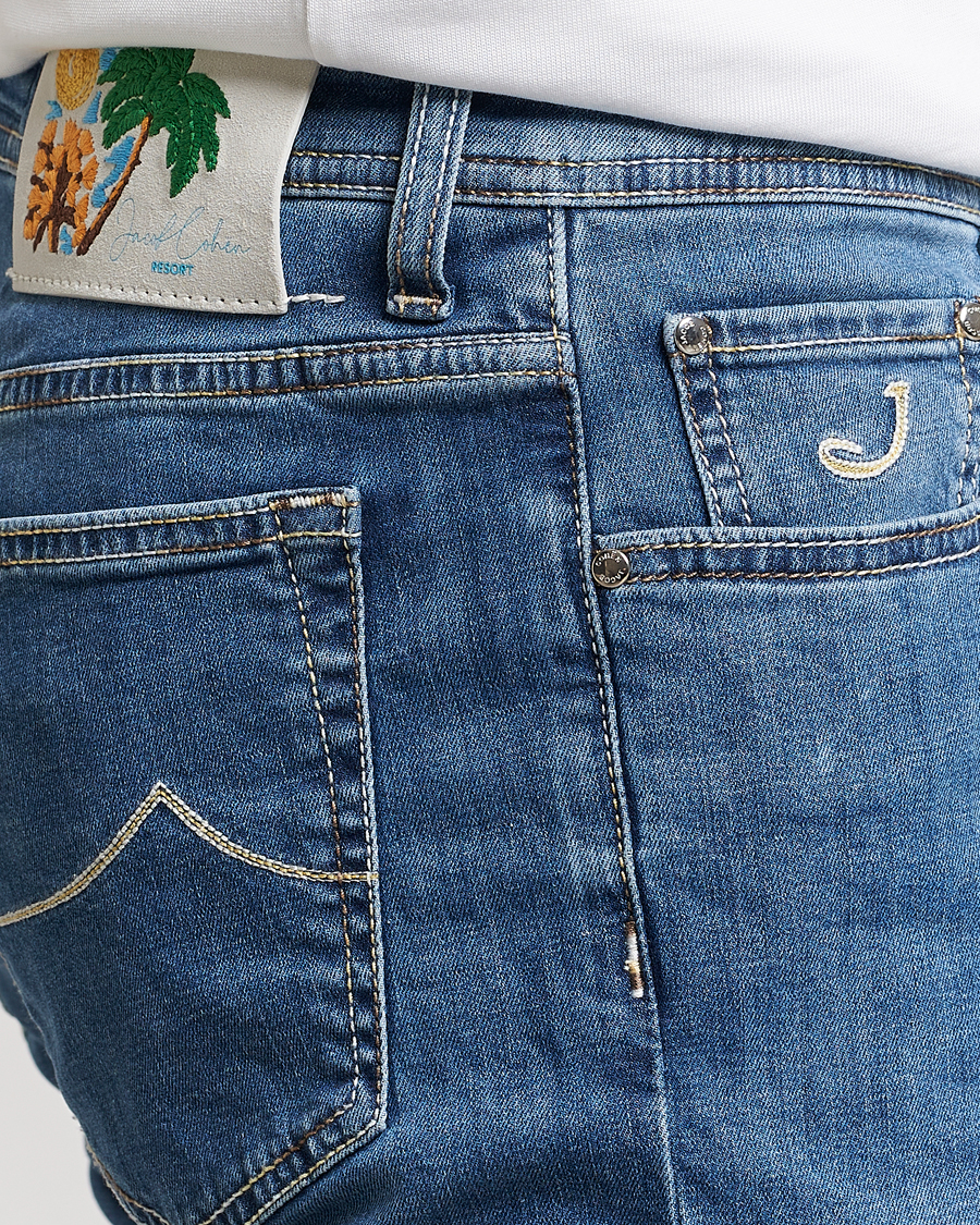 Mies | Farkut | Jacob Cohën | Bard Denim Linen Resort Stretch Jeans Mid Blue