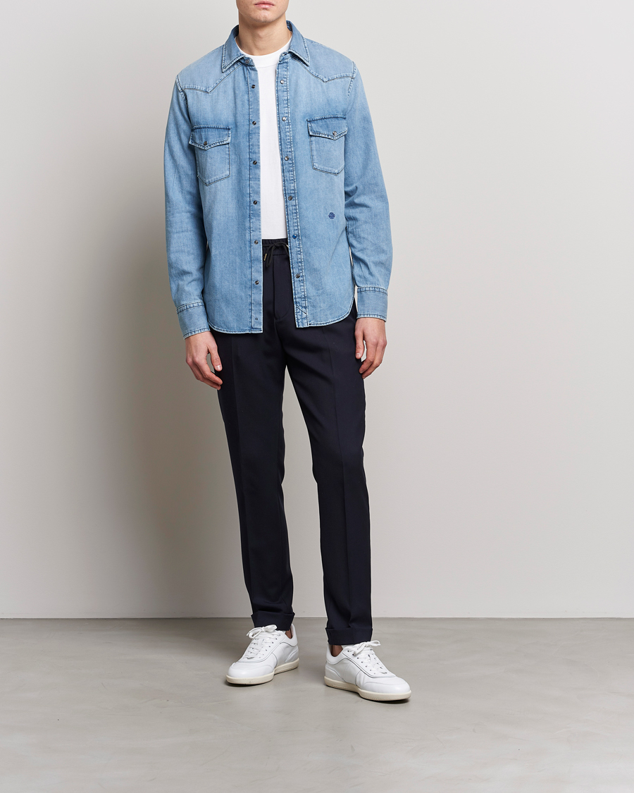 Mies | Kauluspaidat | Jacob Cohën | Western Denim Shirt Light Blue