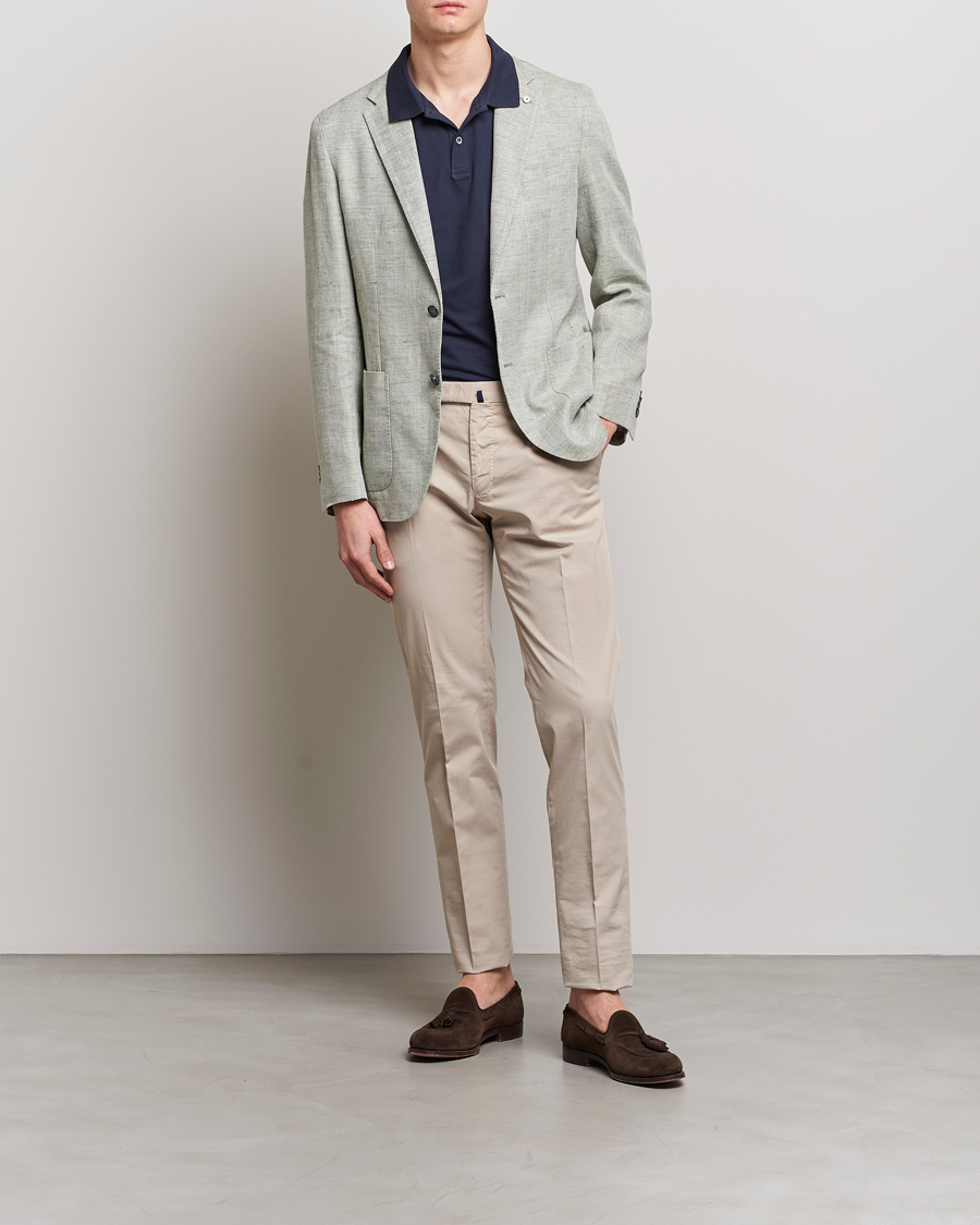 Mies | Pikkutakit | L.B.M. 1911 | Jack Regular Fit Herringbone Linen Blazer Pistachio