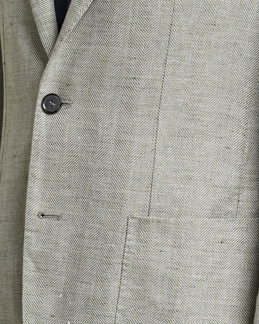 Mies | Pikkutakit | L.B.M. 1911 | Jack Regular Fit Herringbone Linen Blazer Pistachio