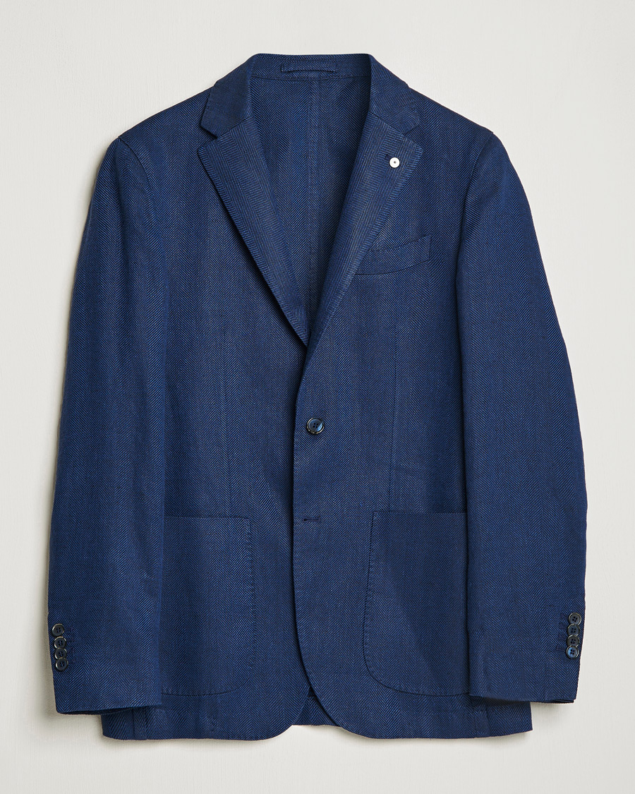 Mies | Pikkutakit | L.B.M. 1911 | Jack Regular Fit Herringbone Linen Blazer Navy