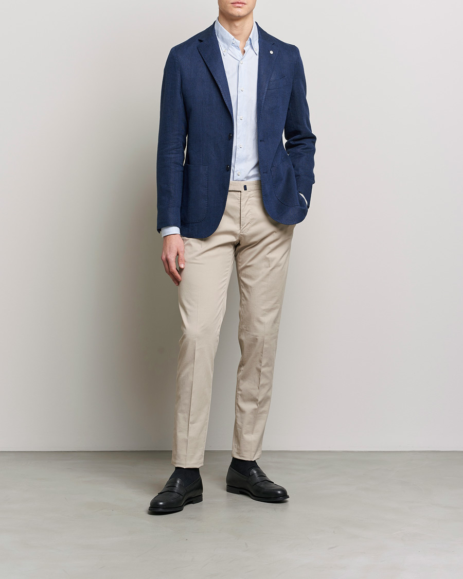 Mies | Pikkutakit | L.B.M. 1911 | Jack Regular Fit Herringbone Linen Blazer Navy