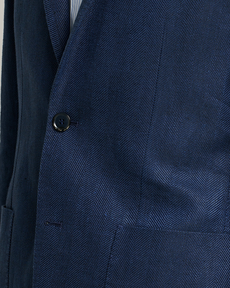 Mies | Pikkutakit | L.B.M. 1911 | Jack Regular Fit Herringbone Linen Blazer Navy