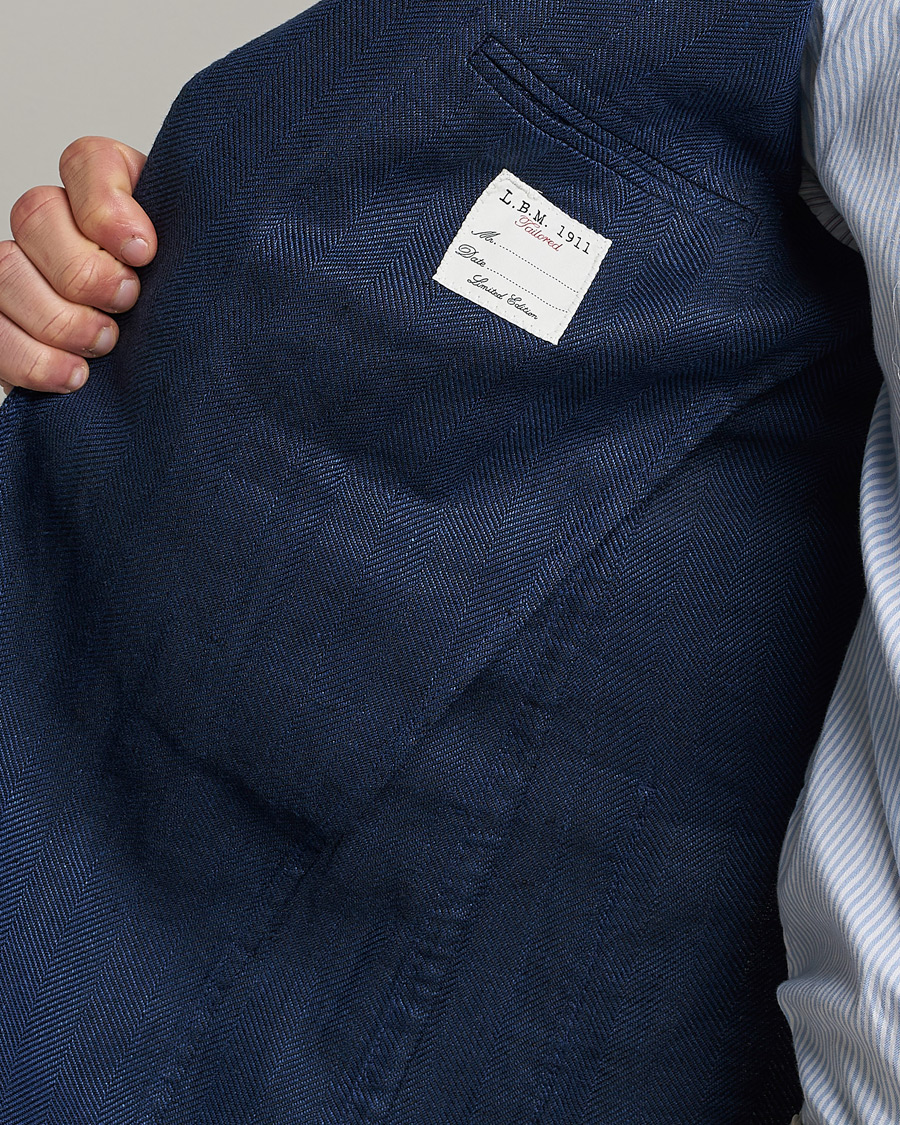 Mies | Pikkutakit | L.B.M. 1911 | Jack Regular Fit Herringbone Linen Blazer Navy