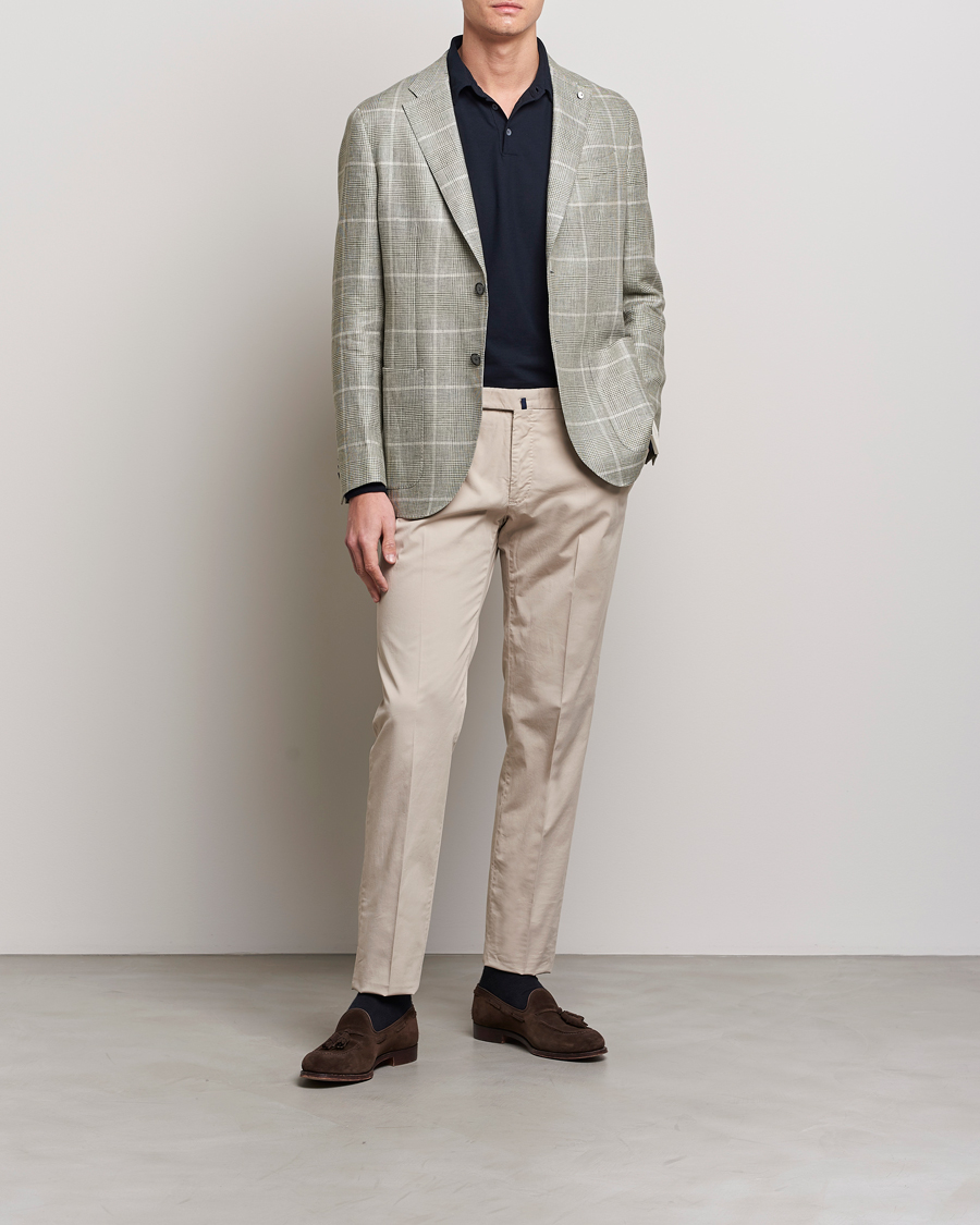 Mies | Pikkutakit | L.B.M. 1911 | Jack Regular Fit Prince of Wales Linen Blazer Green