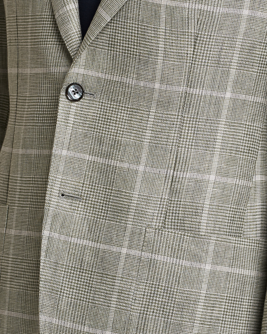 Mies | Pikkutakit | L.B.M. 1911 | Jack Regular Fit Prince of Wales Linen Blazer Green