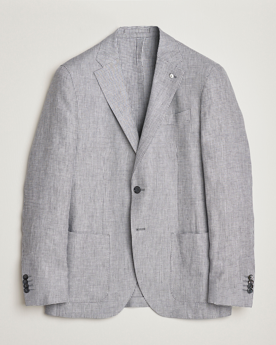 Mies | Pikkutakit | L.B.M. 1911 | Jack Regular Fit Houndstooth Linen Blazer Grey