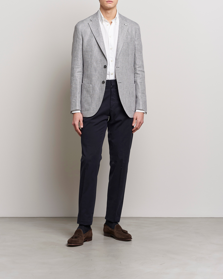 Mies | Pikkutakit | L.B.M. 1911 | Jack Regular Fit Houndstooth Linen Blazer Grey