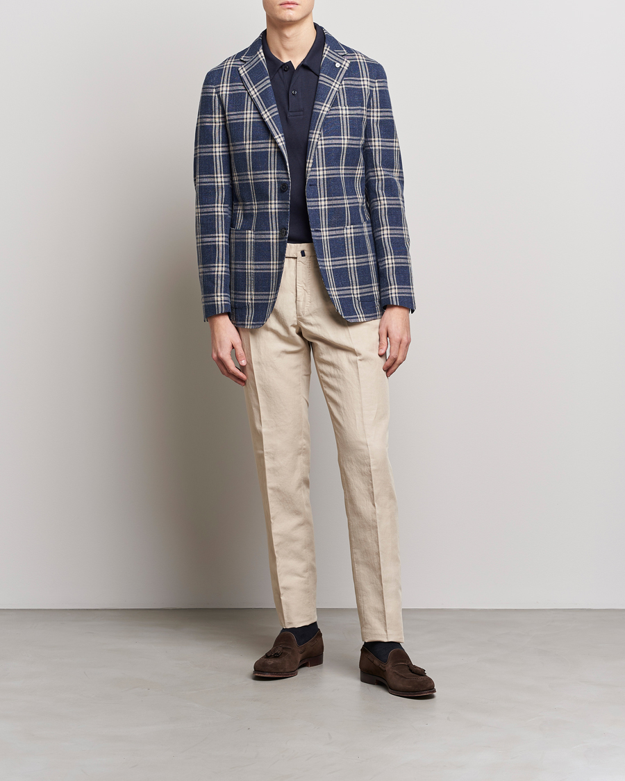 Mies | Pikkutakit | L.B.M. 1911 | Jack Regular Fit Checked Cotton Blazer Blue