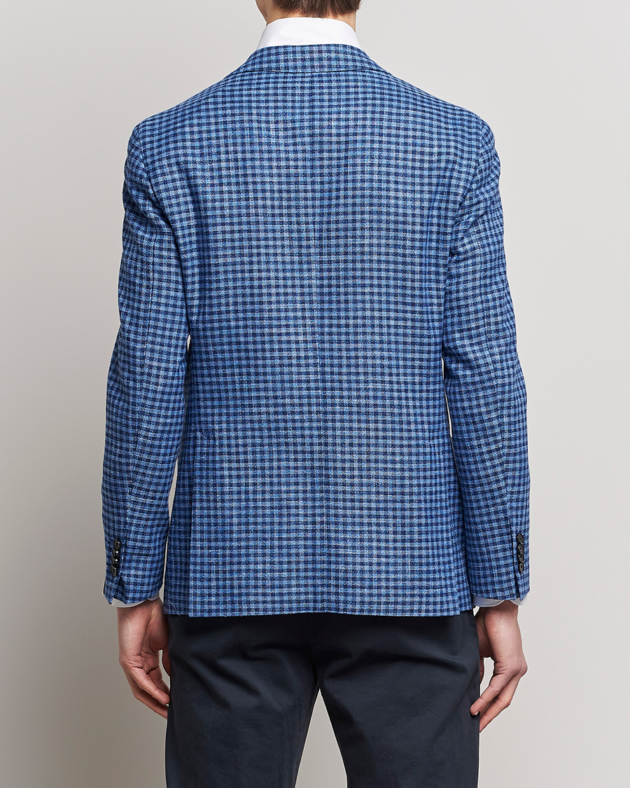 Mies | Pikkutakit | L.B.M. 1911 | Jack Regular Fit Checked Virgin Wool/Linen Blazer Blue