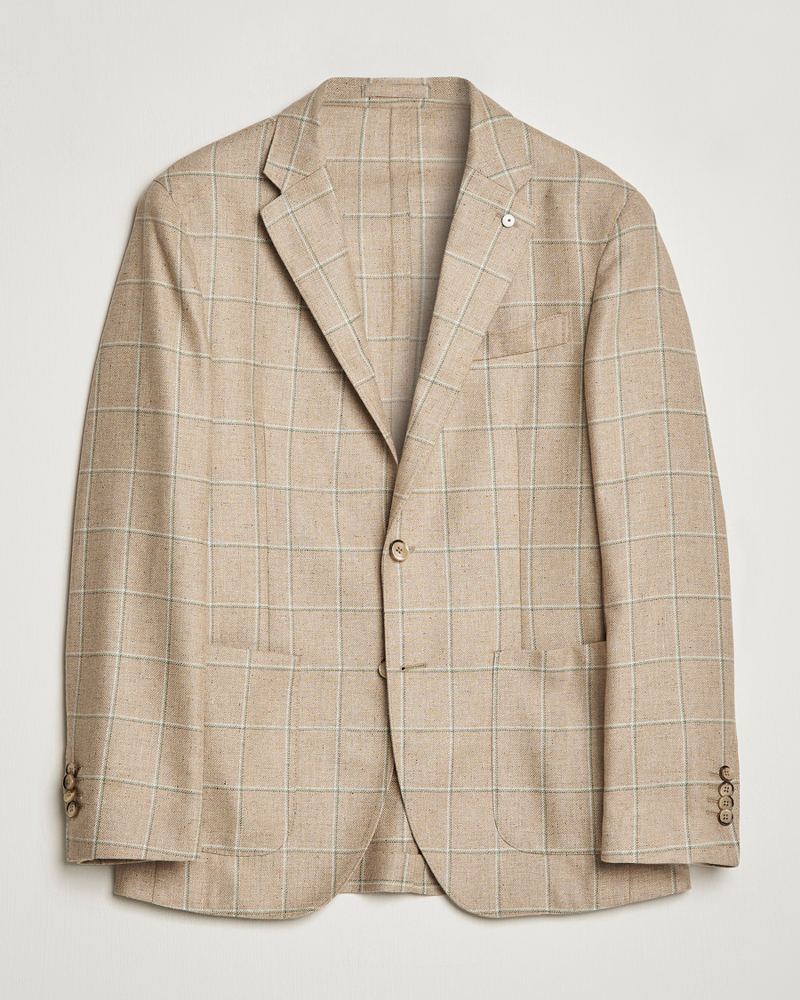 Mies | Pikkutakit | L.B.M. 1911 | Jack Regular Fit Windowpane Wool/Silk Blazer Olive