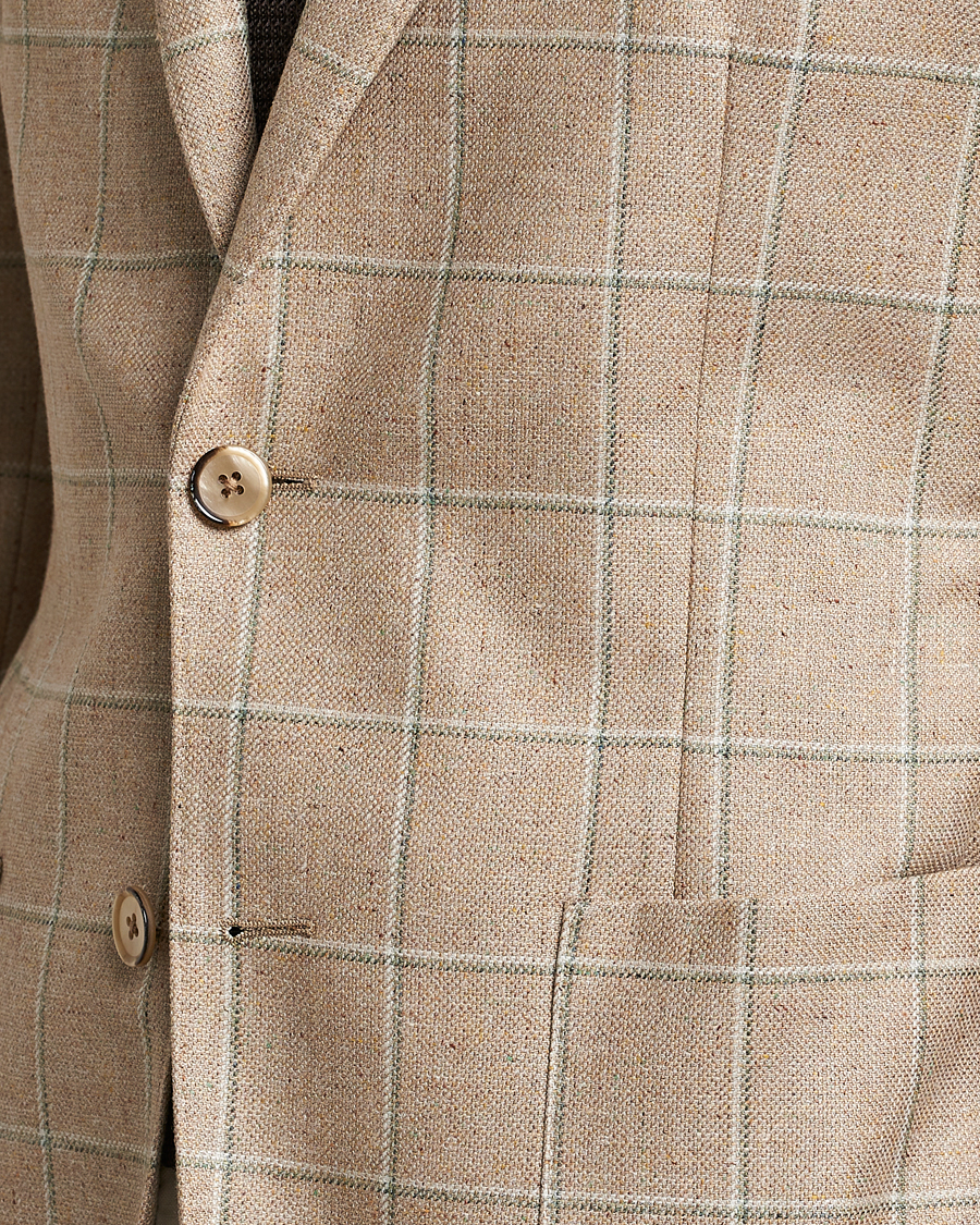 Mies | Pikkutakit | L.B.M. 1911 | Jack Regular Fit Windowpane Wool/Silk Blazer Olive