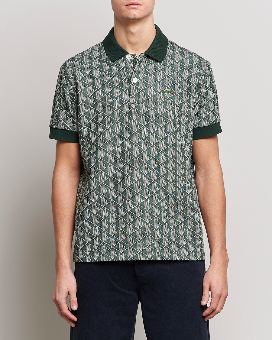 Mies |  | Lacoste | Classic Fit Monogram Polo Green/Wood Shaving