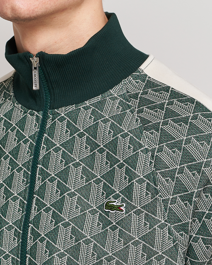 Mies | Puserot | Lacoste | Monogram Zip Sweatshirt Green/Wood Shaving