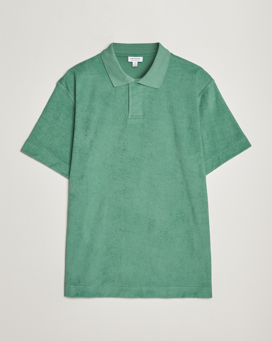 Mies |  | Sunspel | Towelling Polo Shirt Thyme Green