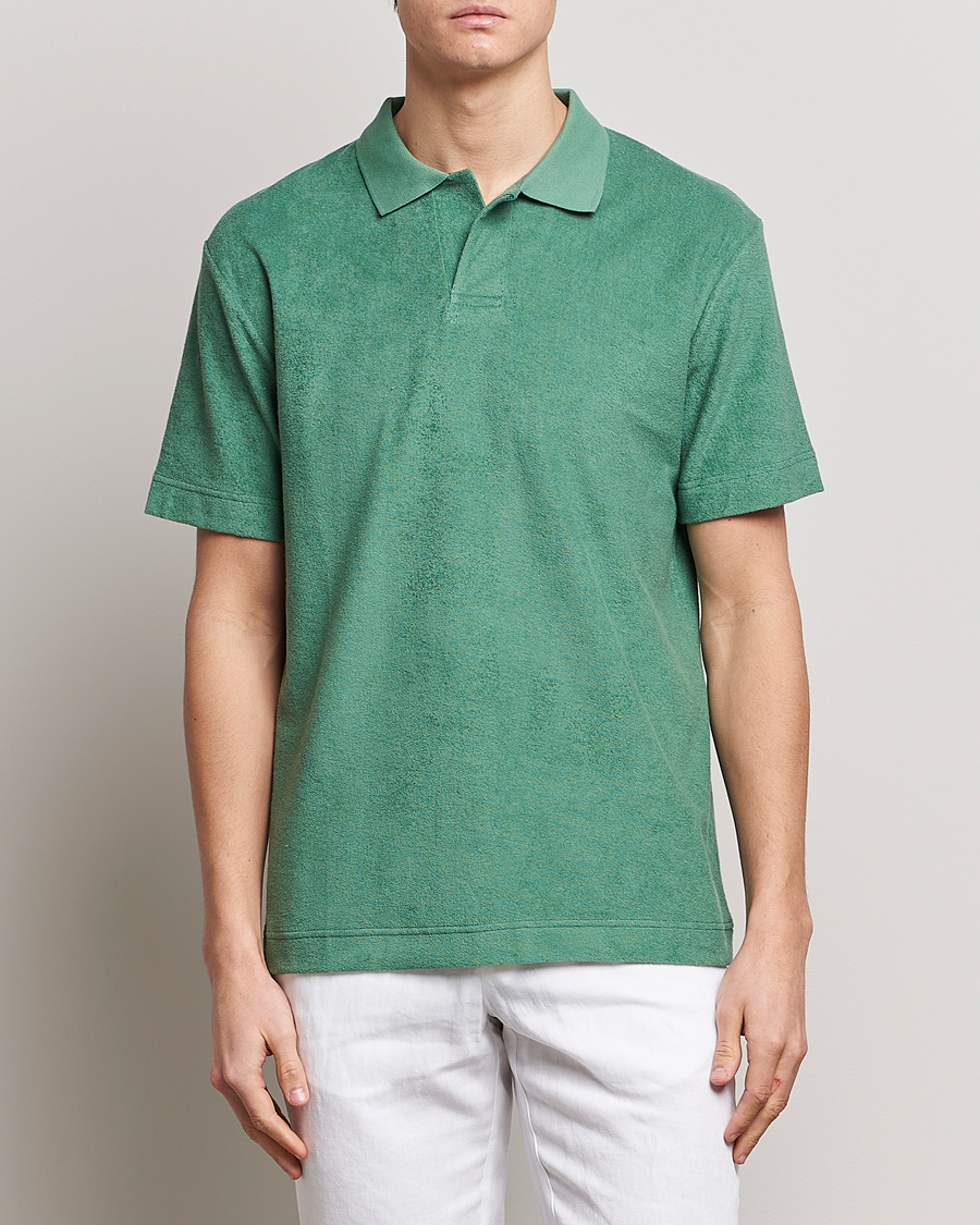 Mies | Terry | Sunspel | Towelling Polo Shirt Thyme Green