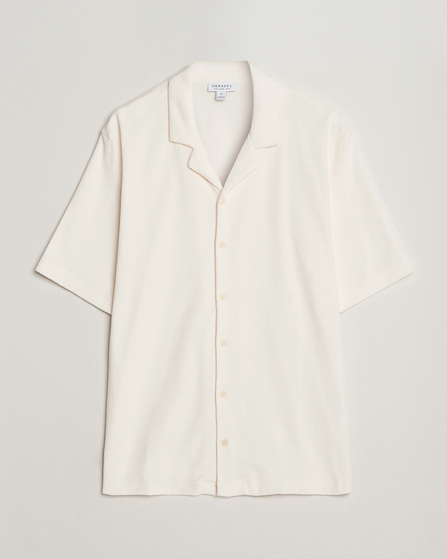 Mies | Kauluspaidat | Sunspel | Towelling Camp Collar Shirt Archive White