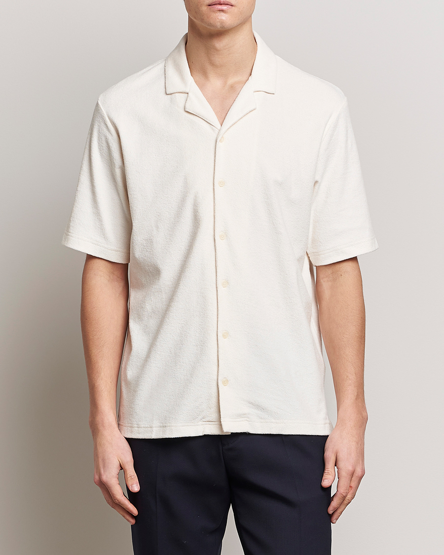Mies | Terry | Sunspel | Towelling Camp Collar Shirt Archive White