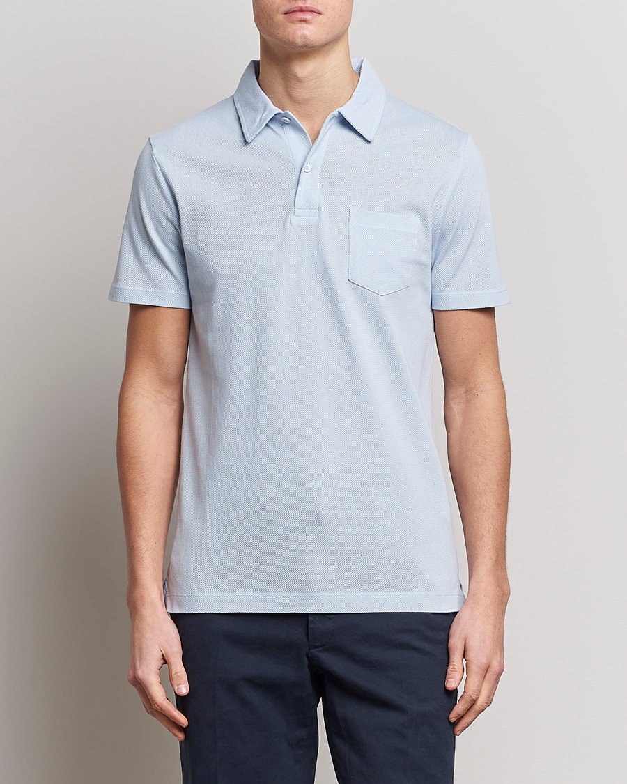Mies |  | Sunspel | Riviera Polo Shirt Pastel Blue