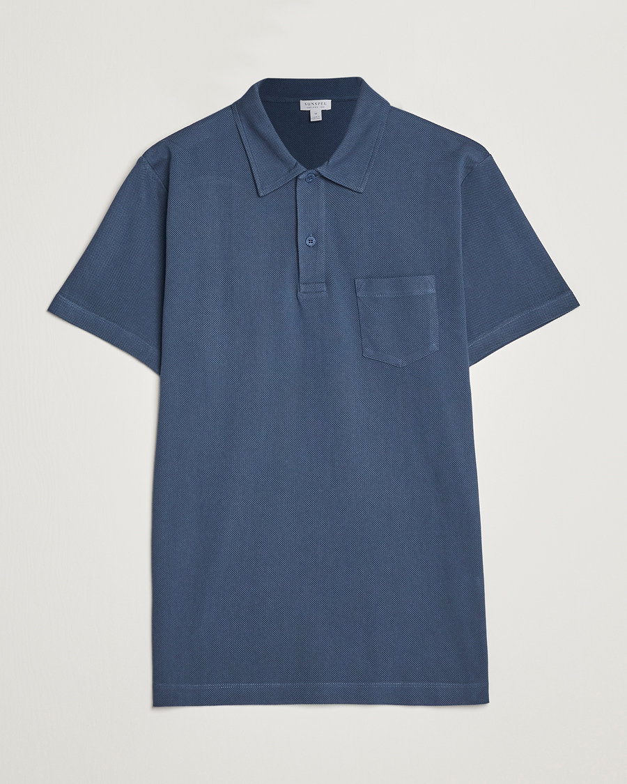 Mies | Pikeet | Sunspel | Riviera Polo Shirt Shale Blue