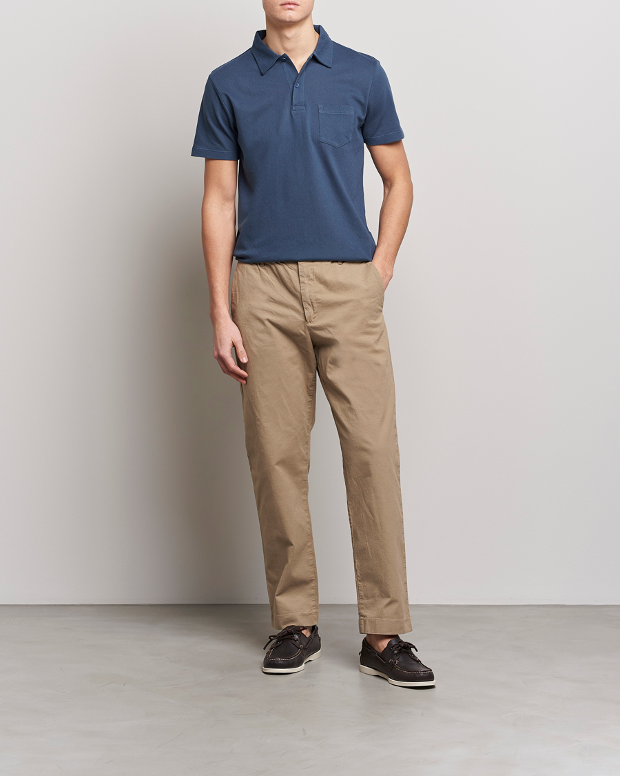 Mies | Pikeet | Sunspel | Riviera Polo Shirt Shale Blue