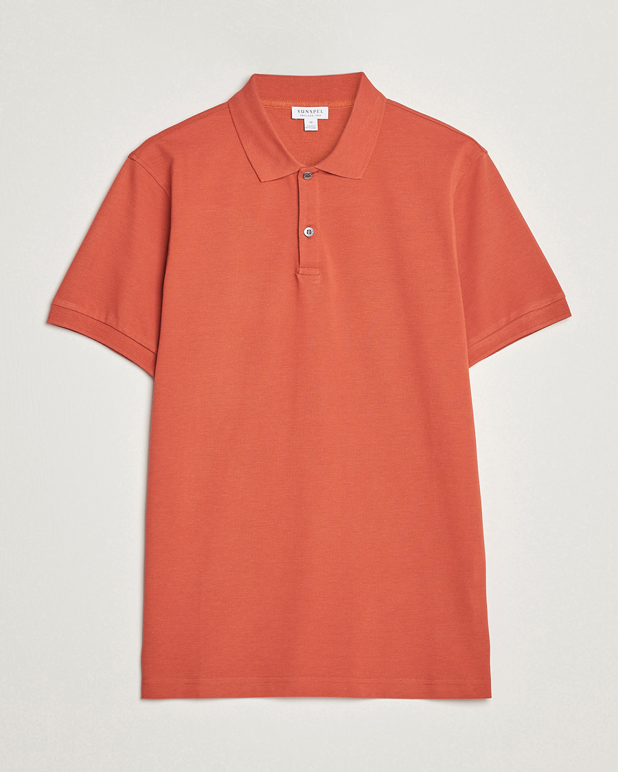 Mies | Pikeet | Sunspel | Short Sleeve Pique Polo Burnt Sienna