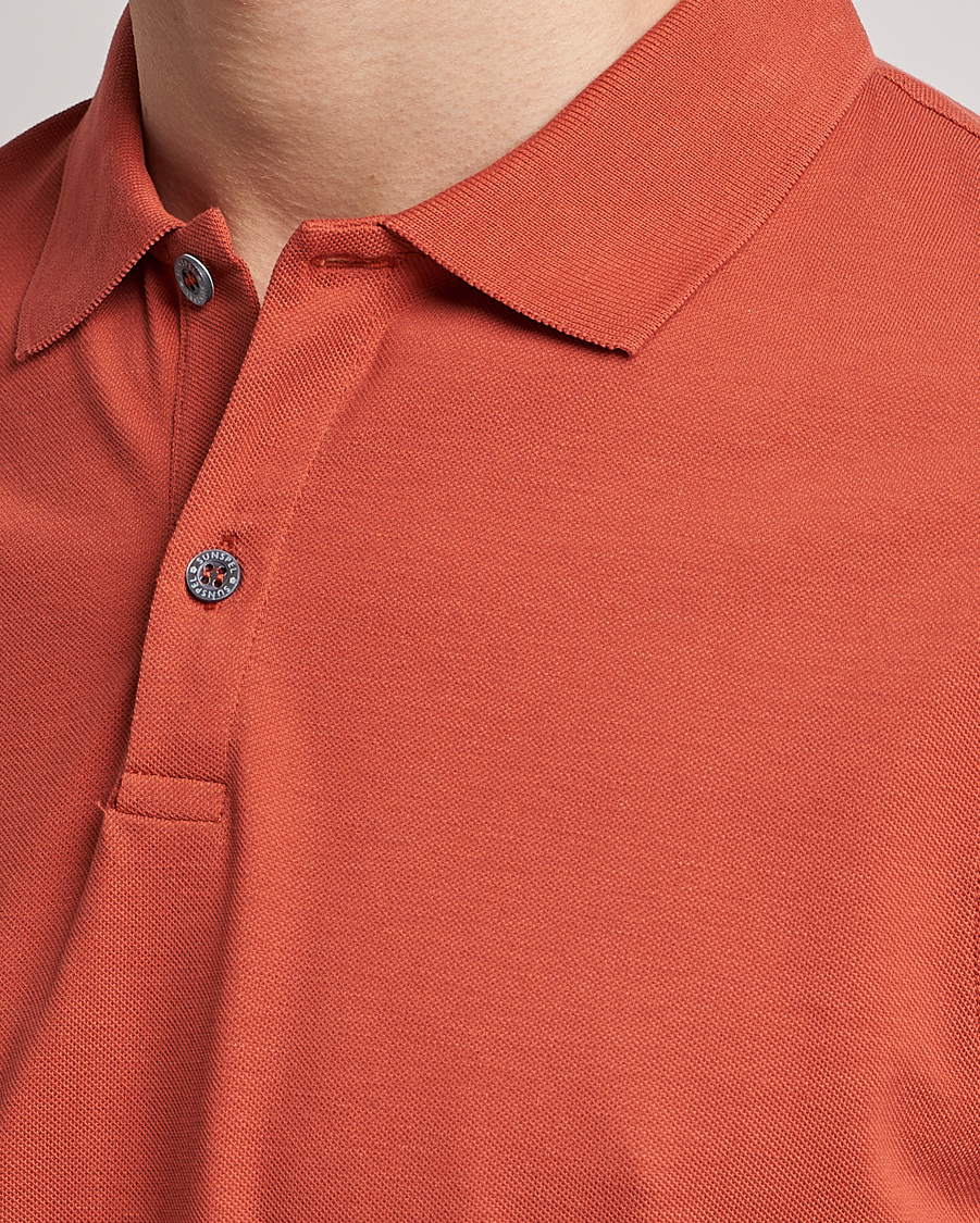 Mies | Pikeet | Sunspel | Short Sleeve Pique Polo Burnt Sienna