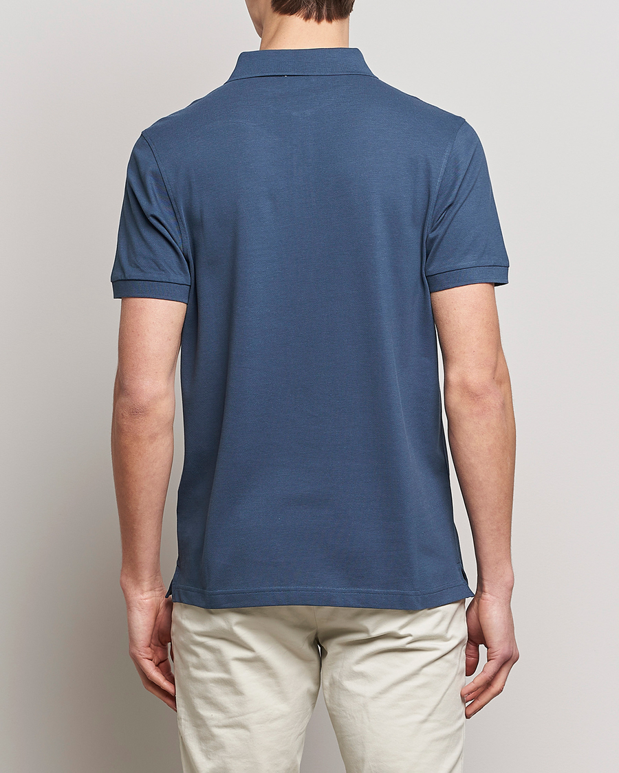 Mies | Pikeet | Sunspel | Short Sleeve Pique Polo Shale Blue