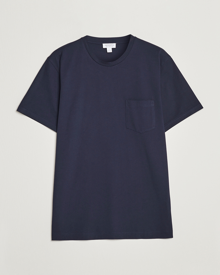 Mies | T-paidat | Sunspel | Riviera Pocket Crew Neck T-Shirt Navy