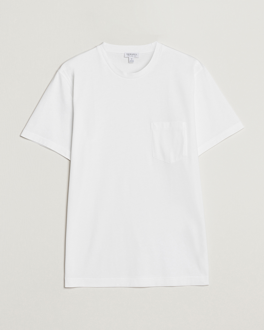 Mies | T-paidat | Sunspel | Riviera Pocket Crew Neck T-Shirt White