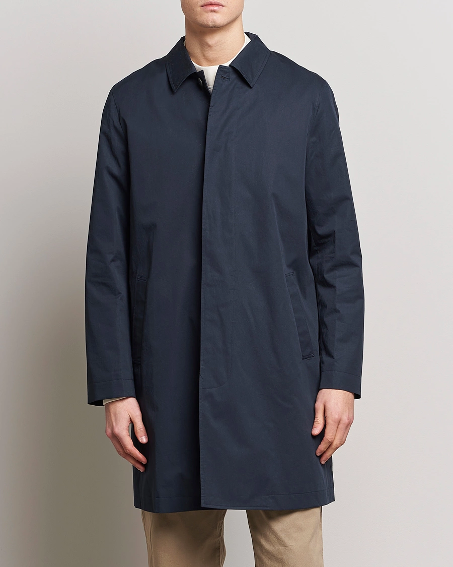 Mies | Päällystakit | Sunspel | Technical Cotton Mac Coat Navy
